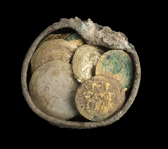 Details of new hoard. Photo: Clara Amit, Israel Antiquities Authority.