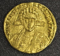 Justinian II (second reign), solidus, 705, gold, Constantinople. Photo: The Hunterian.