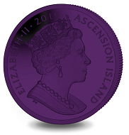 Ascension Island / 1 crown / purple titanium / 28.28 g / 36.1 mm / Mintage: 7,500.