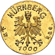 Josef Wild. 1 gold mark without year (1923). Extremely fine to FDC. Price estimate: 500.- euros. From Künker auction 321 (15 March, 2019), No. 6816.