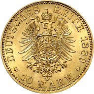 No. 496: German Empire. Prussia. William II, 1888-1918. 10 marks 1889 A. Very rare. Almost FDC. Estimate: 7,500 euros. Price realized: 15,500 euros.