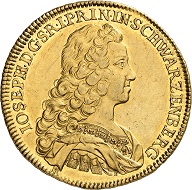 No. 555: Schwarzenberg. Josef Adam, 1732-1782. 10 ducats 1741, Vienna. Extremely rare. Extremely fine: Estimate: 20,000 euros. Price realized: 97,500 euros.