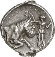 21: Gela (Sicily). Tetradrachm, around 440-430. Jenkins 371, 8 and Tf. 48 (this specimen). Regling 550 (this specimen). From the Gotha, R. Käppeli 49 and Herbert Cahn Collections. Showpiece. Estimate: 15,000 CHF. Hammer price: 160,000 CHF.