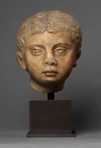 Roman marble portraithead of a young boy, Antonine, 138-193 AD. Height: 7.25 inches. Price: $90,000.