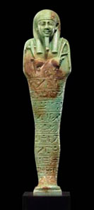 Egyptian faience ushabti, Late Dynastic Period. Height: 10.25 inches. Price: $175,000.