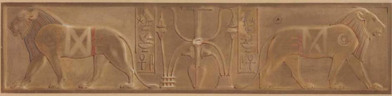 Howard Carter (1874-1939), Watercolour study of the throne of Queen Neith. Framed dimensions: 16 x 34.5 inches. Price: $44,000.