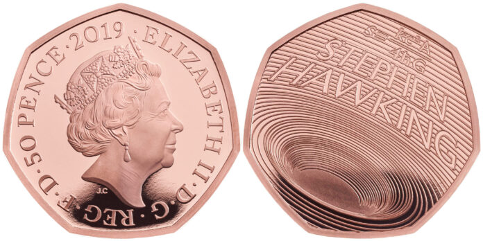 01a_Celebrating the Life of Stephen Hawking 2019 UK 50P Gold Proof Coin
