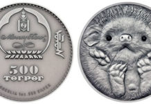 Mongolia issues coin on Long-eared hedgehog