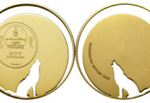 Mongolian Wolf in an artful issue