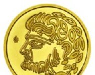 Temple of Poseidon at Cape Sounion on Greek gold coin