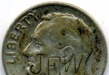 Roosevelt Dime with Anti-Semitic Counterstamp is Featured in The Shekel