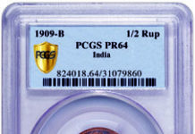 PCGS Certifies Unique Proof 1909 Bombay 1/2 Rupee