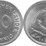 Foto 10 Fehlprägung 50-Pfennig Bank deutscher Länder 1950 G, Wikimedia Commons, Gemeinfrei, Autor Raphael