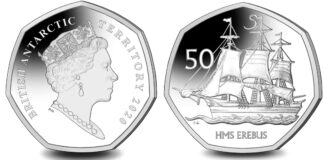 Pobjoy Mint Presents New 50 Pence Coin Featuring the HMS Erebus