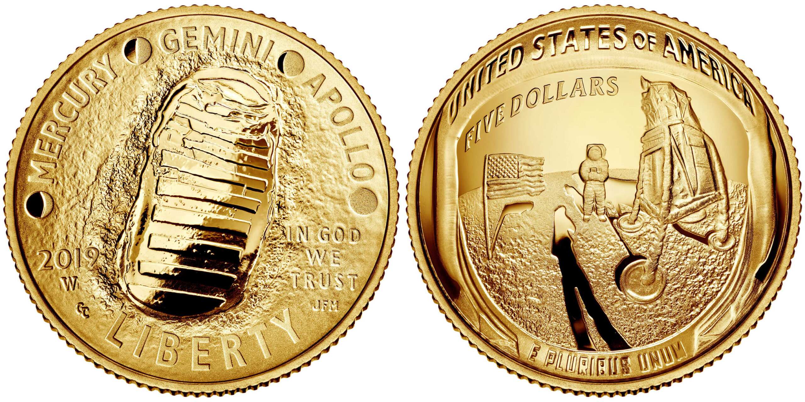 2019 50 Jahre Mondlandung Golden Commemorative Coin Arts Collection 